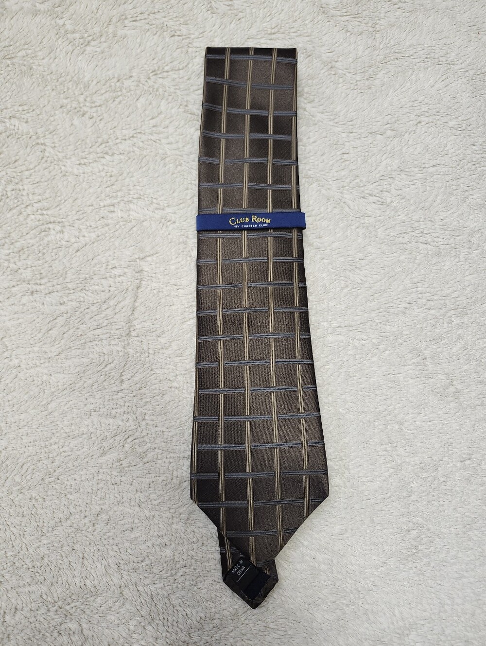 NWT Club Room By Charter Club 100% Silk Tie Brown Multicolor Plaid
